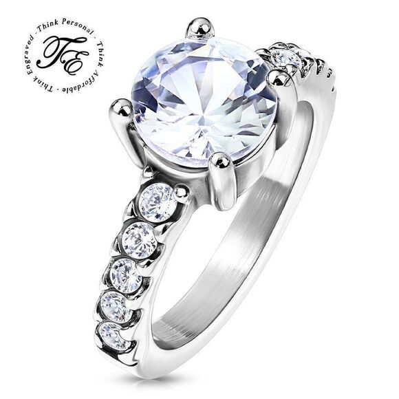 Women's Solitaire Gem Band Promise Ring Paved Band - Promise ring For Girls - Picture 1 of 9
